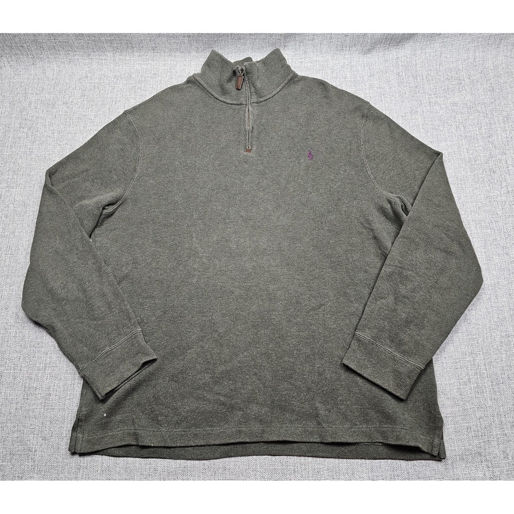 Polo Ralph Lauren Sweater‎ Mens XL Green Quarter Zip Mock Neck Pullover Knit